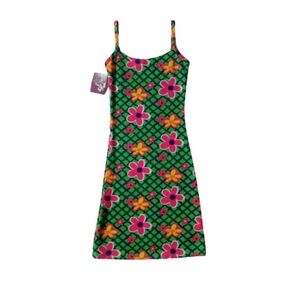 Vintage Casa Lee Colorful Multicolored Flower Print Mini Dress Women's Small